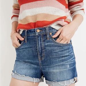 Madewell High Rise Distressed Raw Hem Denim Jean Shorts Sz 27